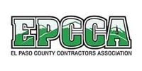 The logo for el paso county contractors association is green and white.