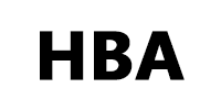 The hba logo is black and white on a white background.