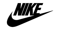 A black and white nike logo on a white background.