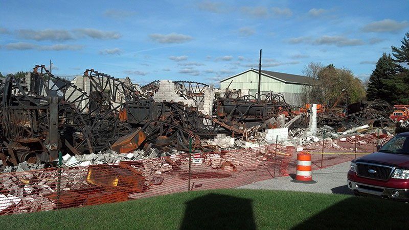 demolished commercial building