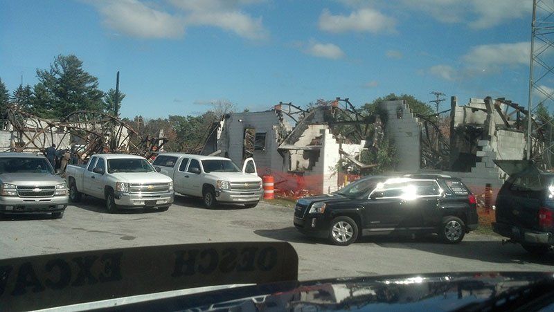 parking lot near demolition site
