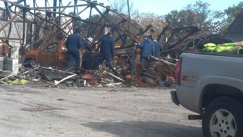 scrap metal in demolition site