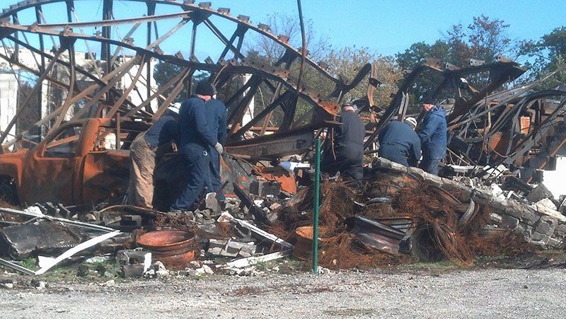 workers in the demolition site