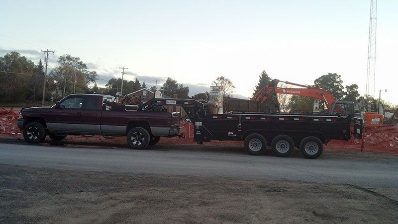 trucks in the demolition site