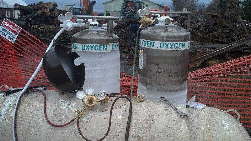 oxygen tanks in the demolition site