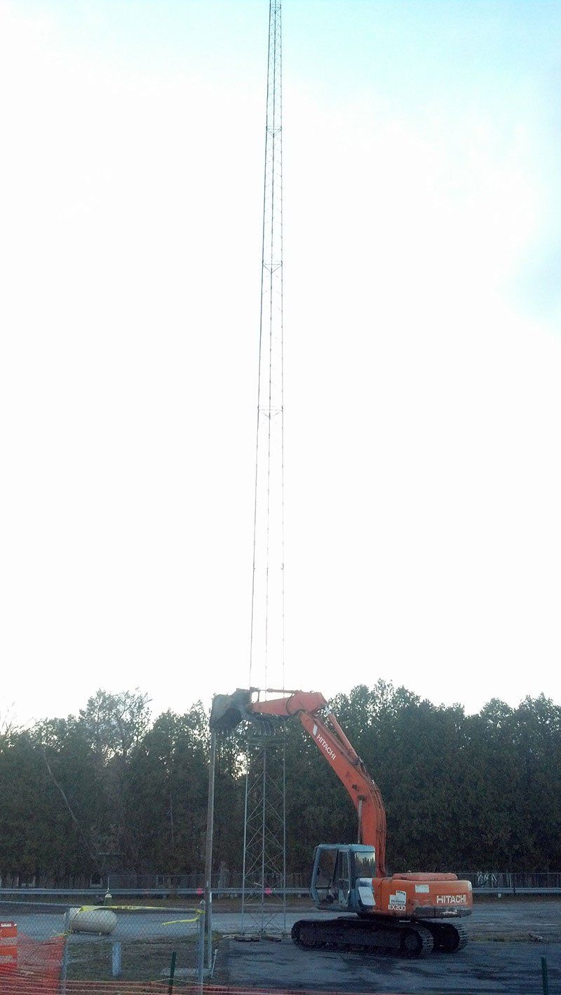 demolition of high metal tower