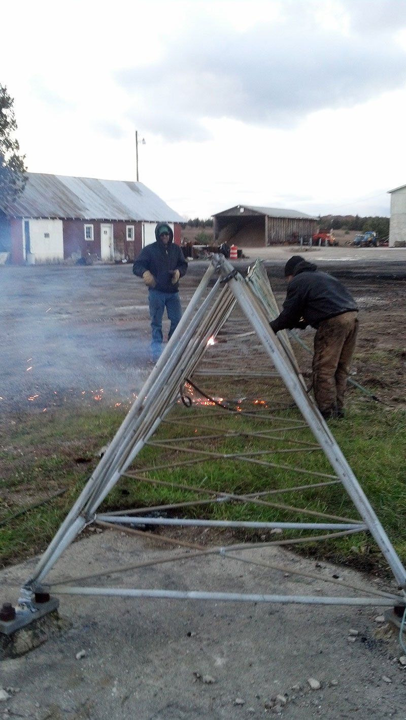 high metal tower on the ground
