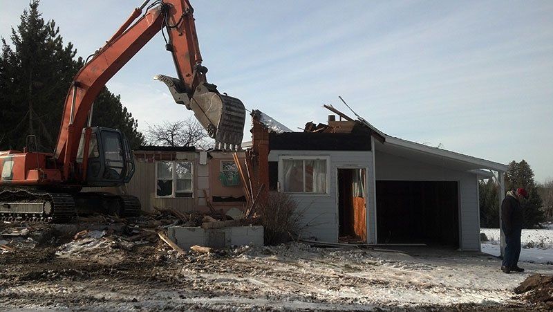 the farmhouse getting demolished