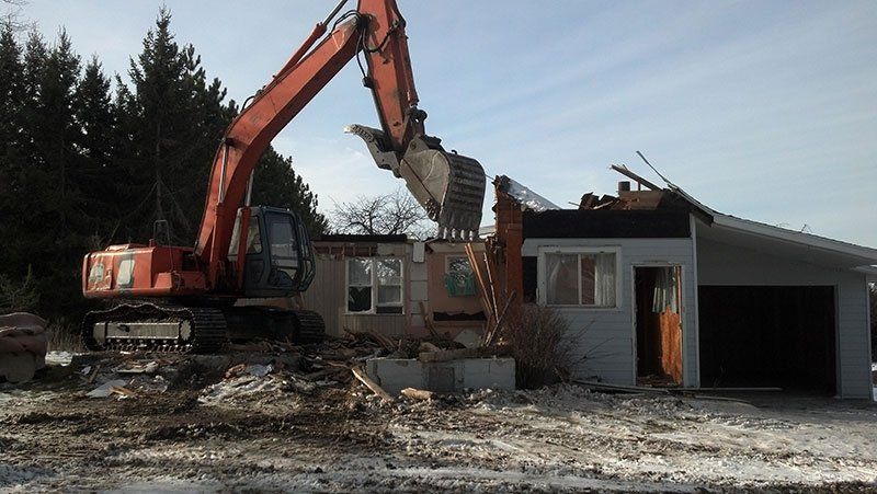 farmhouse is being demolished