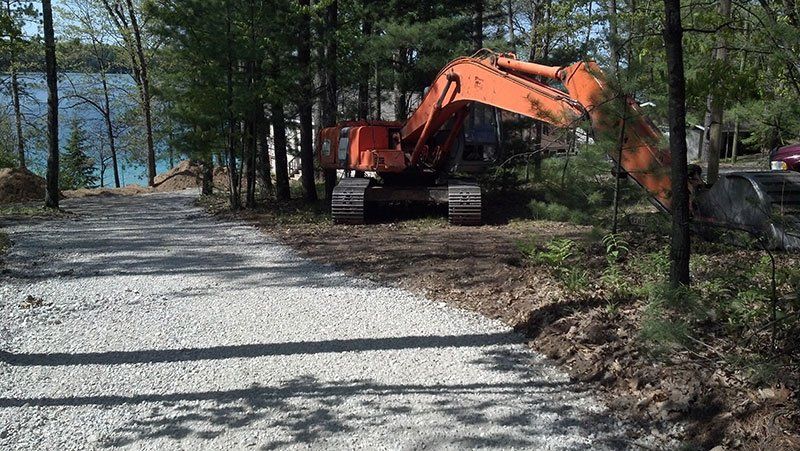heavy equipment by the driveway