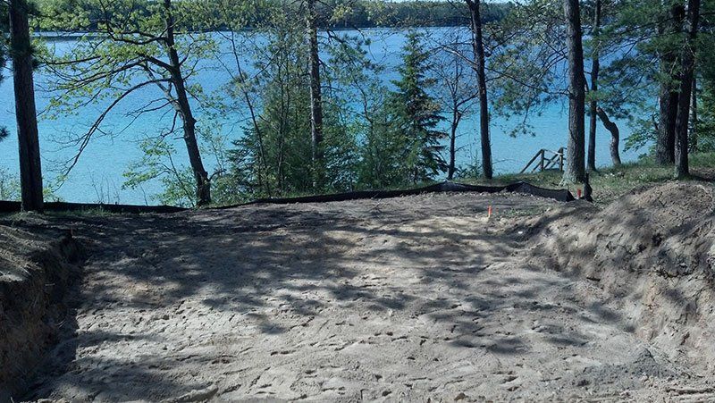 demolition site near the lake