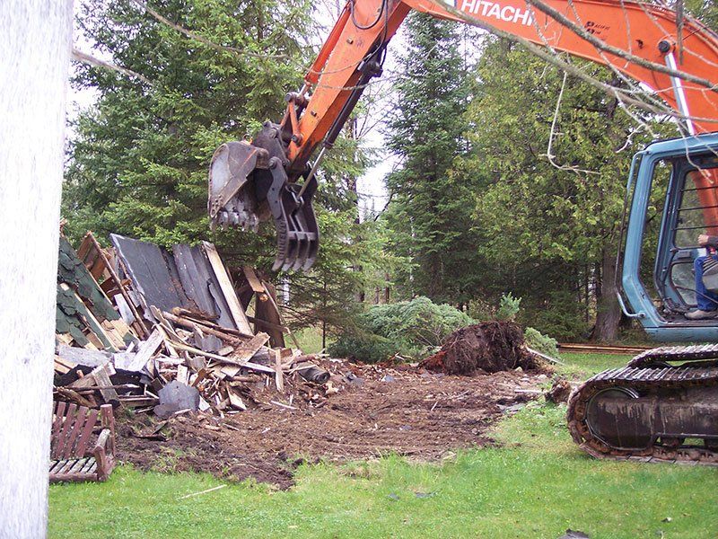 demolition equipment in the woods