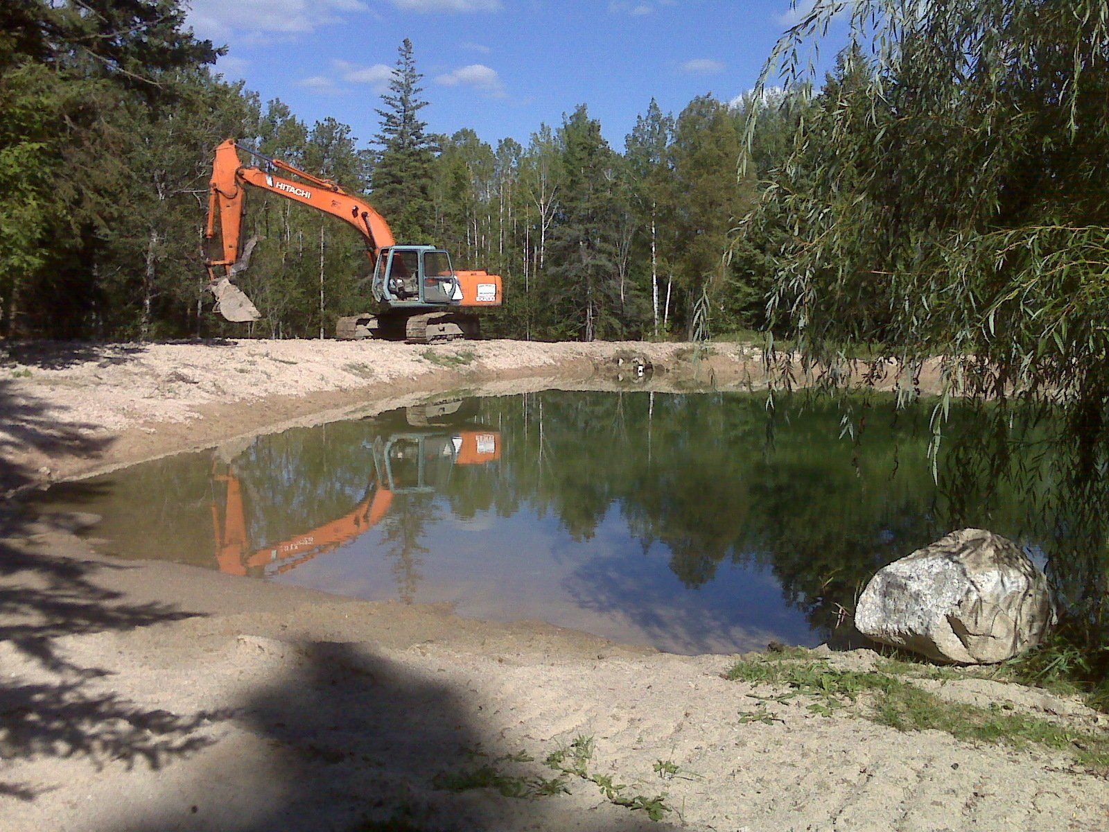 heavy equipment by the pond
