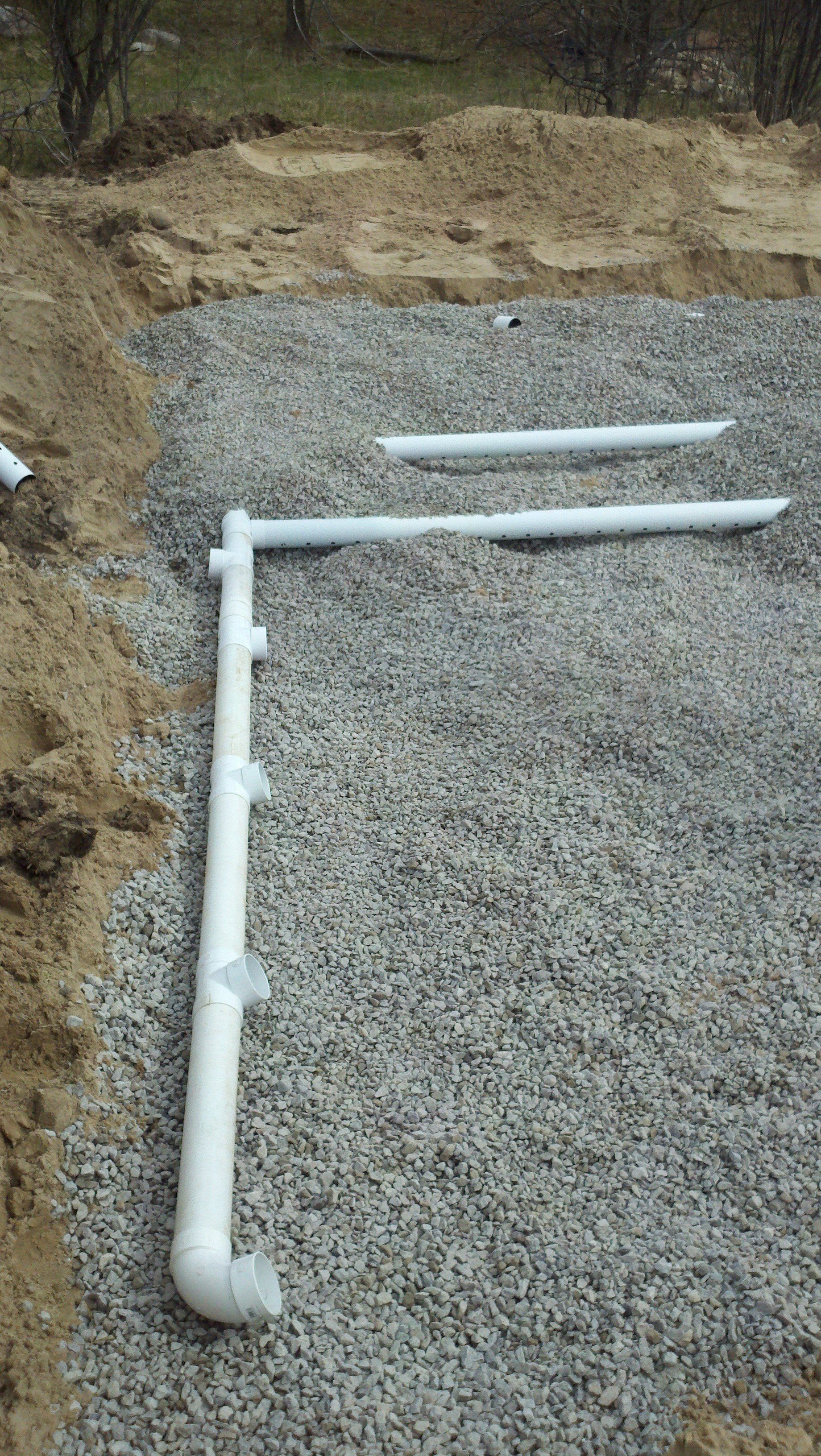 septic system pipes on the ground
