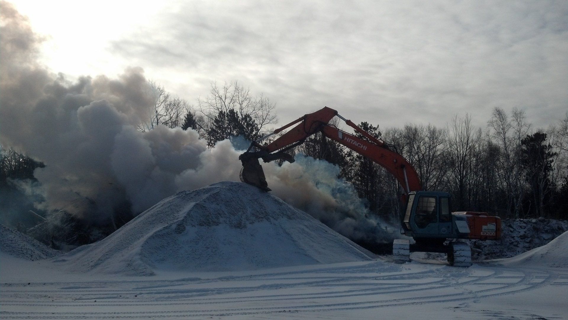 equipment working on snow