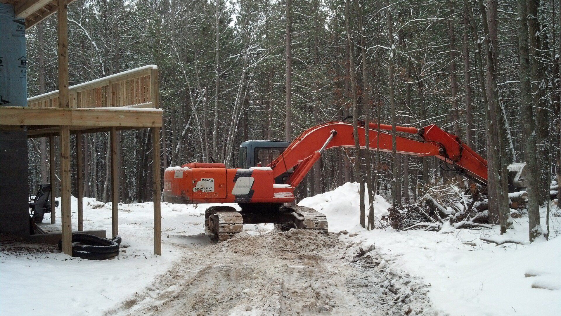 equipment working in the snow