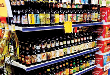 Different beers on a shelf