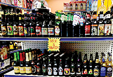 Different beers on a shelf