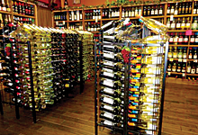 Racks of wine in the store