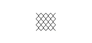 Black crisscross lattice pattern centered on a white background