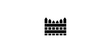 Black castle wall silhouette icon with battlements and a central gate opening