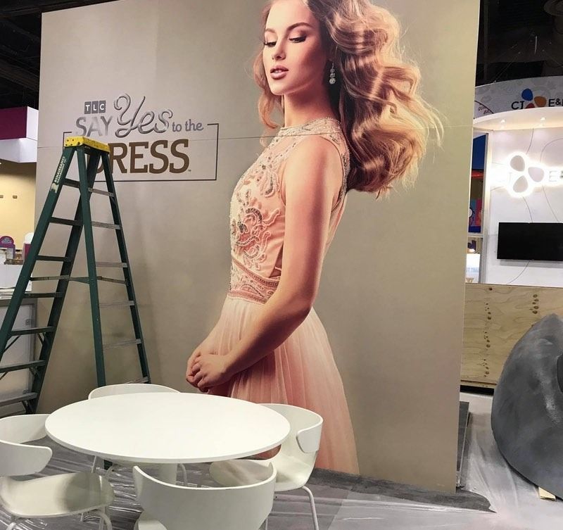 Woman in blush gown on a