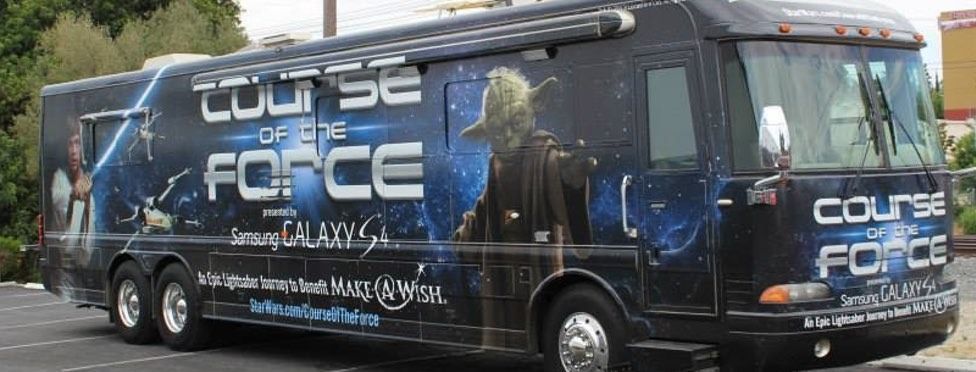 Large black bus with 