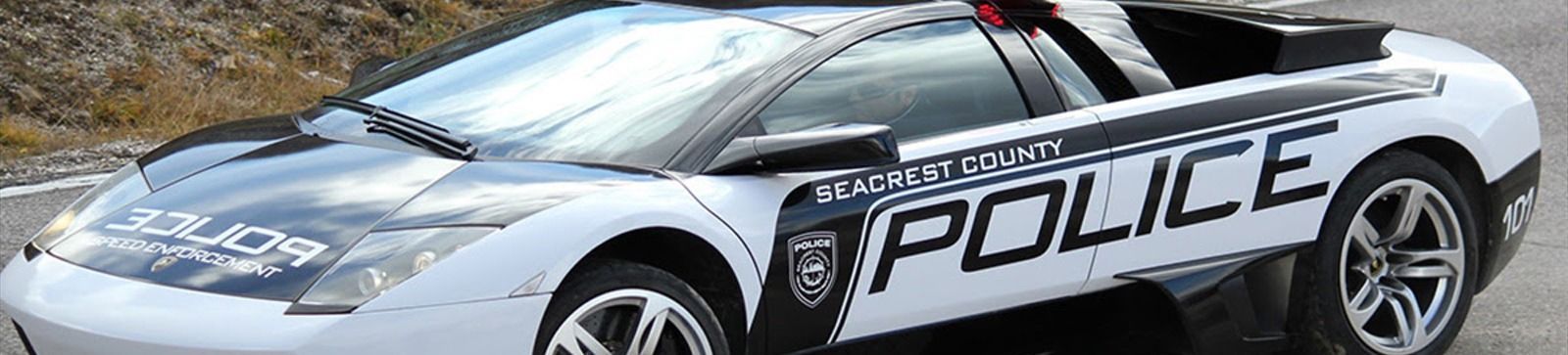 White and black police Lamborghini with 