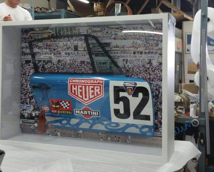 Blue racing car door with 