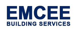 EMCEE Building Services logo in dark blue text.
