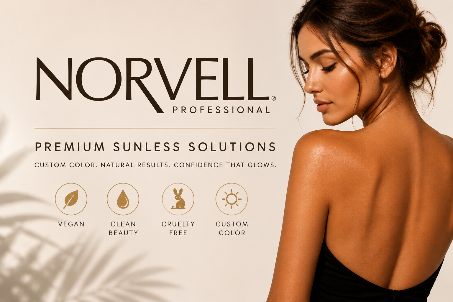 A woman in a bikini is getting a spray tan.