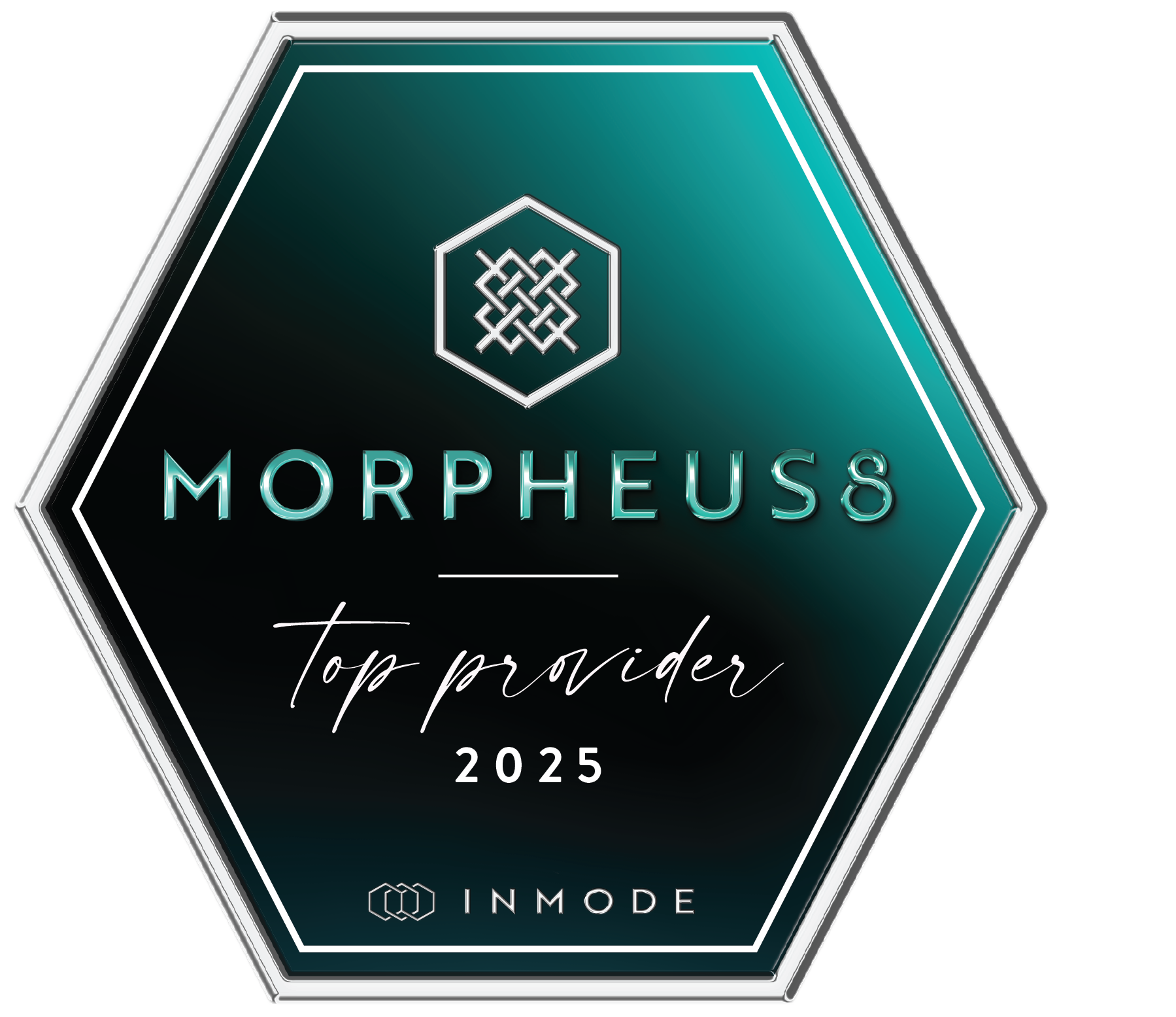 A black and white logo that says morpheus8 top provider 2023
