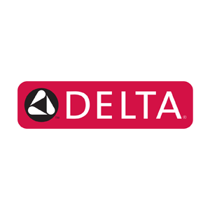 Delta logo in white on a red rounded rectangle with black icon on the left