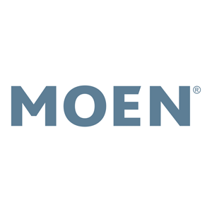 MOEN logo in blue-gray text on a white background