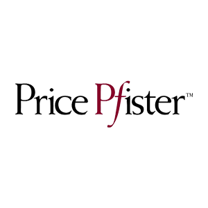 Price Pfister logo in black and burgundy text on a white background