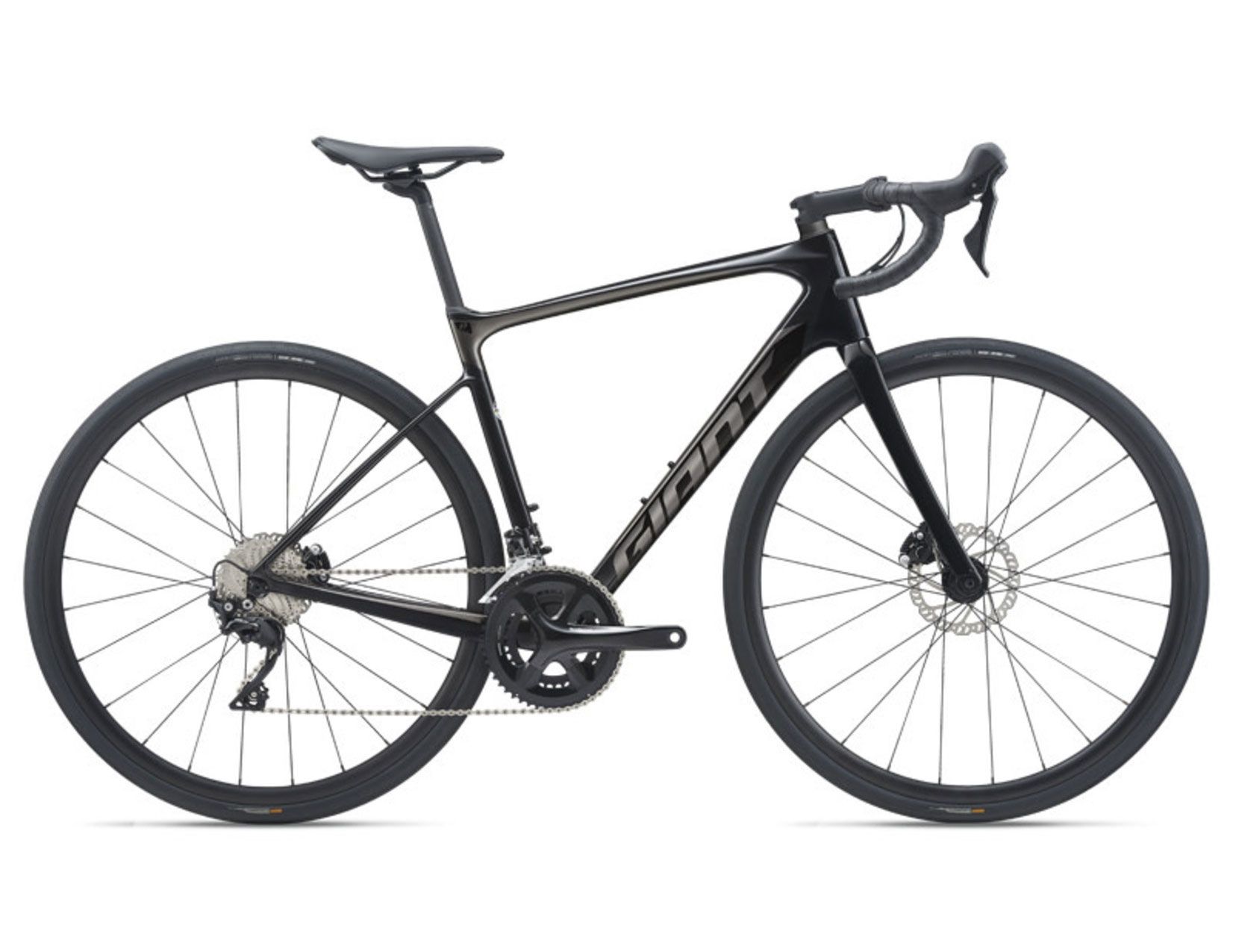 A black and white bicycle on a white background.