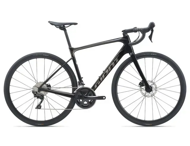 A black and white bicycle on a white background.