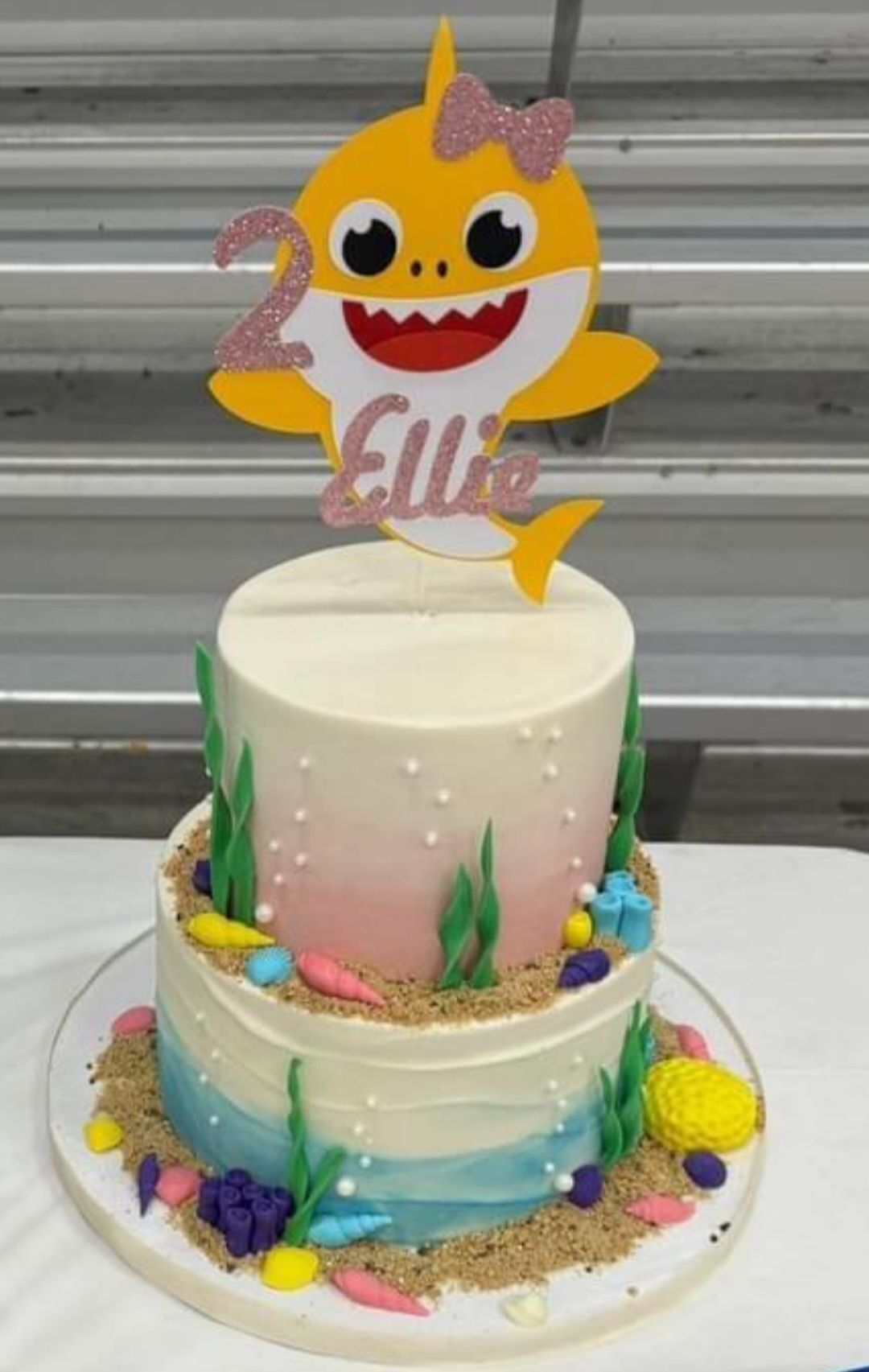 A Baby Shark-themed cake