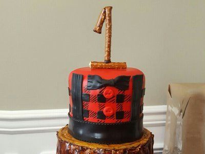 Custom red plaid cake