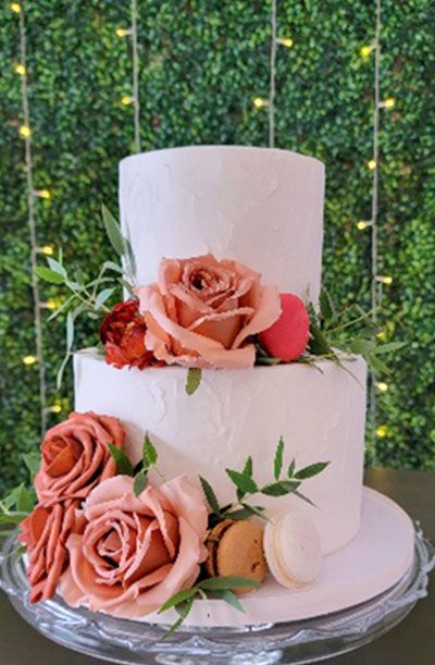 Two tier spackle iced cake