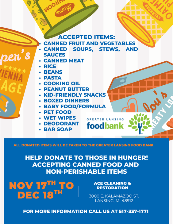 donation drive flyer for canned food and non-perishables