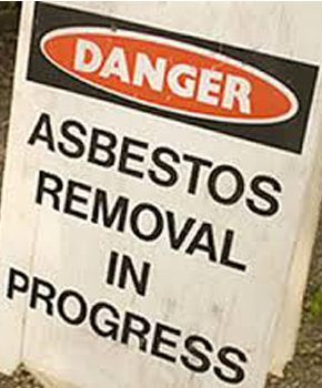 Asbestos removal in progress sign