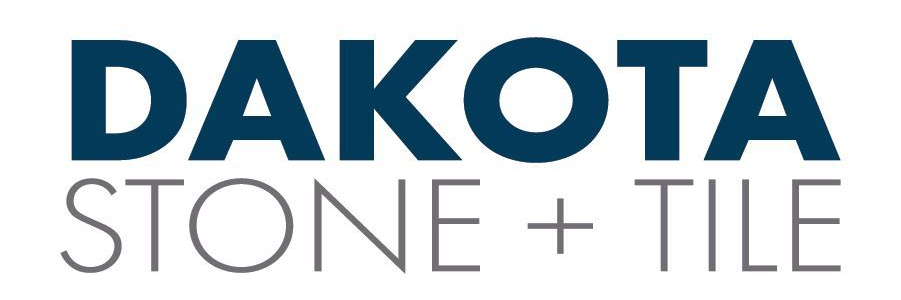 Dakota Stone + Tile logo in dark blue and gray text