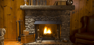 Fireplace with wood