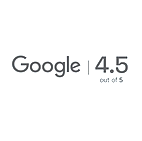A google 4.5 out of 5 logo on a white background.