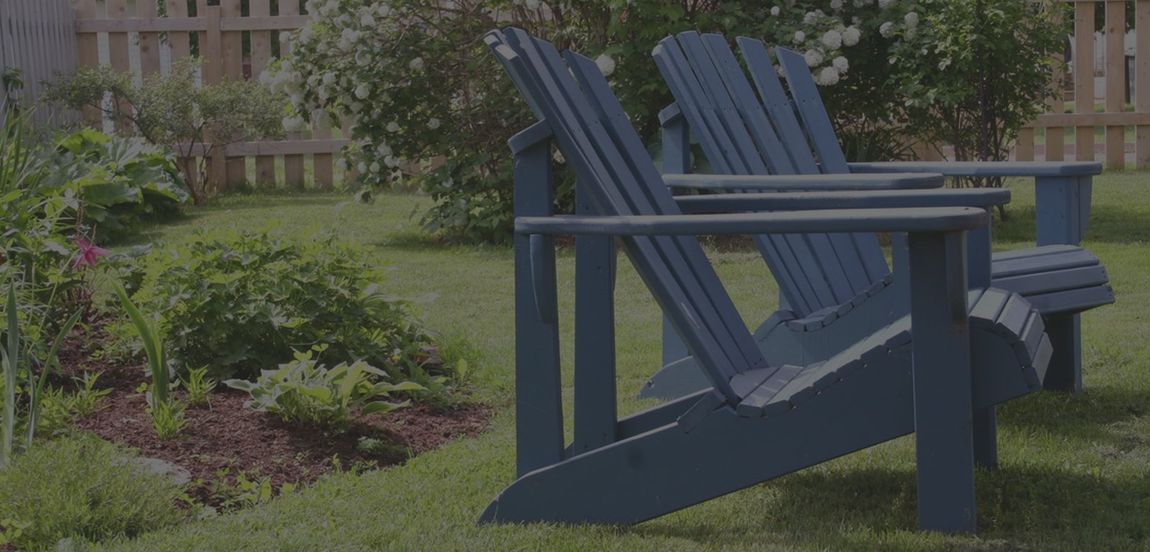 Adirondack chairs on the lawn