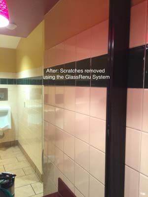 After glass scratches removal