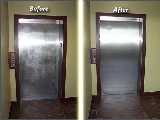 Before and after elevator scratches removal