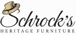 Schrock's Heritage Furniture logo with a tan hat over stylized black text