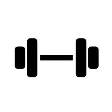 Black dumbbell icon.